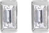 Platinum Natural Diamond Straight Baguette Channel-Set Stud Earrings - view 2
