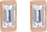 14K Gold Natural Diamond Straight Baguette Channel-Set Stud Earrings - Rose Gold - view 2