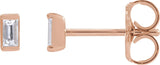 14K Gold Natural Diamond Straight Baguette Channel-Set Stud Earrings - Rose Gold