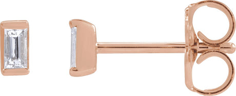 14K Gold Natural Diamond Straight Baguette Channel-Set Stud Earrings - Rose Gold