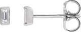 14K Gold Natural Diamond Straight Baguette Channel-Set Stud Earrings - White Gold