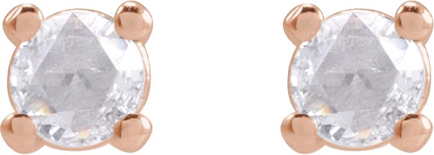 14K Gold Natural Diamond Round 4-Prong Rose-Cut Stud Earrings - Rose Gold - view 2