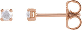14K Gold Natural Diamond Round 4-Prong Rose-Cut Stud Earrings - Rose Gold
