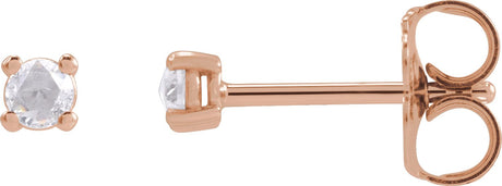 14K Gold Natural Diamond Round 4-Prong Rose-Cut Stud Earrings - Rose Gold