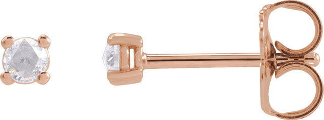 14K Gold Natural Diamond Round 4-Prong Rose-Cut Stud Earrings - Rose Gold