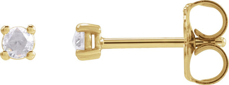 14K Gold Natural Diamond Round 4-Prong Rose-Cut Stud Earrings - Yellow Gold