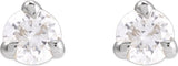 Platinum Natural Diamond Round 3-Prong Pre-Notched Claw Earring - view 2