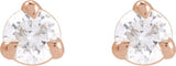 14K Gold Natural Diamond Round 3-Prong Pre-Notched Claw Earring - Rose Gold - view 2