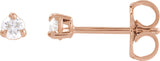 14K Gold Natural Diamond Round 3-Prong Pre-Notched Claw Earring - Rose Gold