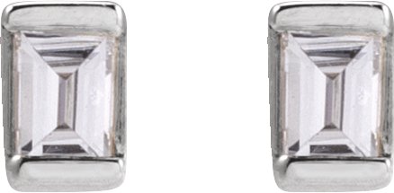 Platinum Natural Diamond Straight Baguette Channel-Set Stud Earrings - view 2