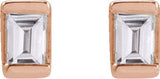 14K Gold Natural Diamond Straight Baguette Channel-Set Stud Earrings - Rose Gold - view 2
