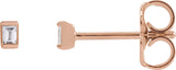 14K Gold Natural Diamond Straight Baguette Channel-Set Stud Earrings - Rose Gold