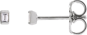 Platinum Natural Diamond Straight Baguette Channel-Set Stud Earrings