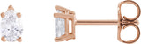 14K Gold Natural Diamond Pear 5-Prong Stud Earrings - Rose Gold