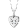 Platinum Round Natural Diamond Starburst Heart Necklace or Pendant