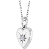 Platinum Round Natural Diamond Starburst Heart Necklace or Pendant - view 2