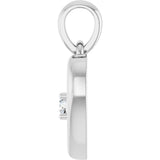 Platinum Round Natural Diamond Starburst Heart Necklace or Pendant - view 3