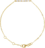14K Gold Straight Baguette Natural Diamond Accented Bar Link Bracelet - White Gold - view 3