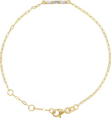 14K Gold Straight Baguette Natural Diamond Accented Bar Link Bracelet - Yellow Gold