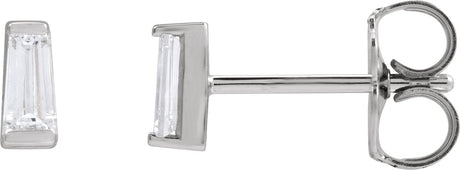 Platinum Natural Diamond Tapered Baguette Channel-Set Stud Earrings