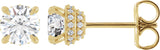 14K Gold Natural Diamond Round 4-Prong Hidden Halo-Style Stud Earrings - Yellow Gold