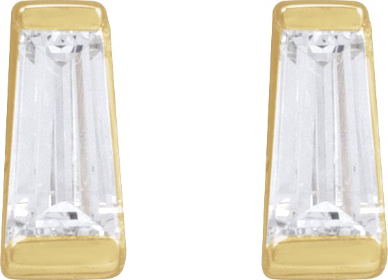 14K Gold Natural Diamond Tapered Baguette Channel-Set Stud Earrings - Yellow Gold - view 2