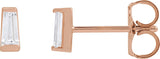 14K Gold Lab-Grown Diamond Tapered Baguette Channel-Set Stud Earrings - Rose Gold