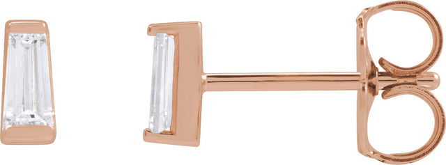 14K Gold Lab-Grown Diamond Tapered Baguette Channel-Set Stud Earrings - Rose Gold