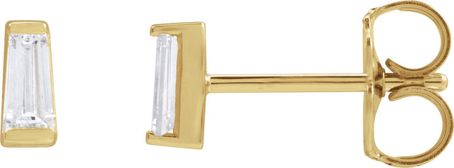 14K Gold Natural Diamond Tapered Baguette Channel-Set Stud Earrings - Yellow Gold