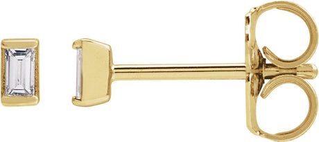 14K Gold Natural Diamond Straight Baguette Channel-Set Stud Earrings - Yellow Gold