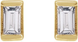14K Gold Natural Diamond Straight Baguette Channel-Set Stud Earrings - Yellow Gold - view 2