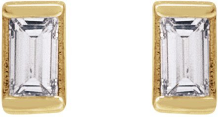 14K Gold Natural Diamond Straight Baguette Channel-Set Stud Earrings - Yellow Gold - view 2