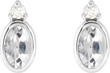 Platinum Oval Natural White Sapphire Accented Bezel-Set Earrings - view 2