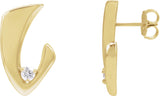 14K Gold Round Natural Diamond Accented Freeform Earrings – 3mm Stones - Yellow Gold