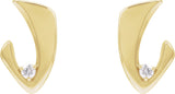 14K Gold Round Natural Diamond Accented Freeform Earrings – 3mm Stones - Yellow Gold - view 3