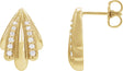 14K Gold Round Natural Diamond Accented Earrings IV - Yellow Gold
