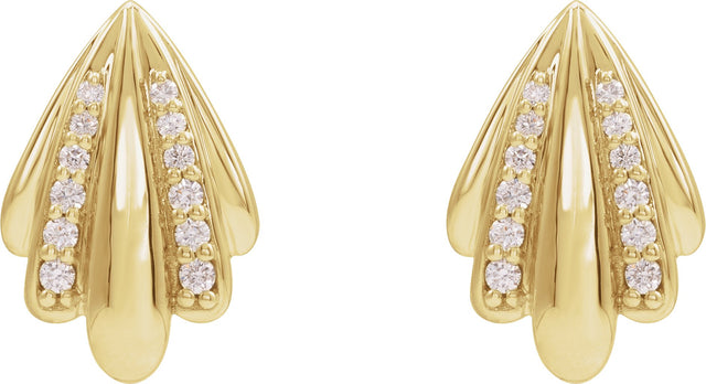14K Gold Round Natural Diamond Accented Earrings IV - Rose Gold - view 3