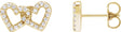 14K Gold Round Natural Diamond Interlocking Heart Stud Earrings - Yellow Gold