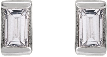14K Gold Natural Diamond Straight Baguette Channel-Set Stud Earrings - White Gold - view 2