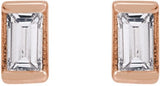 14K Gold Natural Diamond Straight Baguette Channel-Set Stud Earrings - Rose Gold - view 2