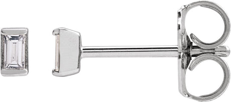 Platinum Natural Diamond Straight Baguette Channel-Set Stud Earrings