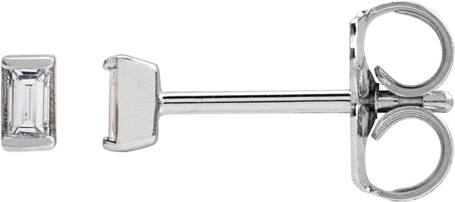 Platinum Natural Diamond Straight Baguette Channel-Set Stud Earrings