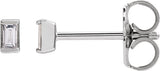 14K Gold Natural Diamond Straight Baguette Channel-Set Stud Earrings - White Gold