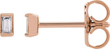 14K Gold Natural Diamond Straight Baguette Channel-Set Stud Earrings - Rose Gold
