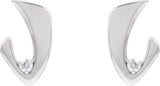 Platinum Round Natural Diamond Accented Freeform Earrings – 3mm Stones - view 3