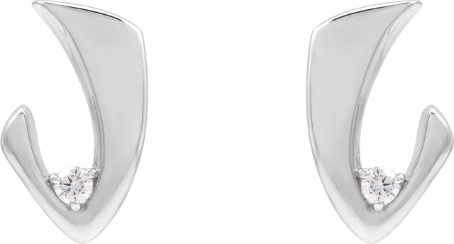 Platinum Round Natural Diamond Accented Freeform Earrings – 3mm Stones - view 3