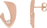 14K Gold Round Natural Diamond Accented Freeform Earrings – 3mm Stones - Rose Gold - view 2