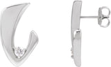 14K Gold Round Natural Diamond Accented Freeform Earrings – 3mm Stones - White Gold