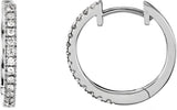 14K Gold Round Natural Diamond Accented Hoop Earrings V