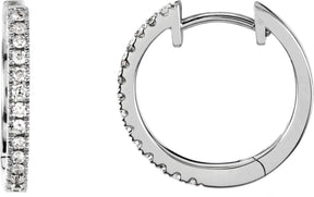 14K Gold Round Natural Diamond Accented Hoop Earrings V